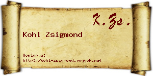 Kohl Zsigmond névjegykártya